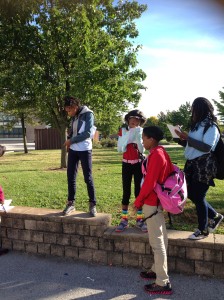 Our Woodson Sisters observing the environment around the school!